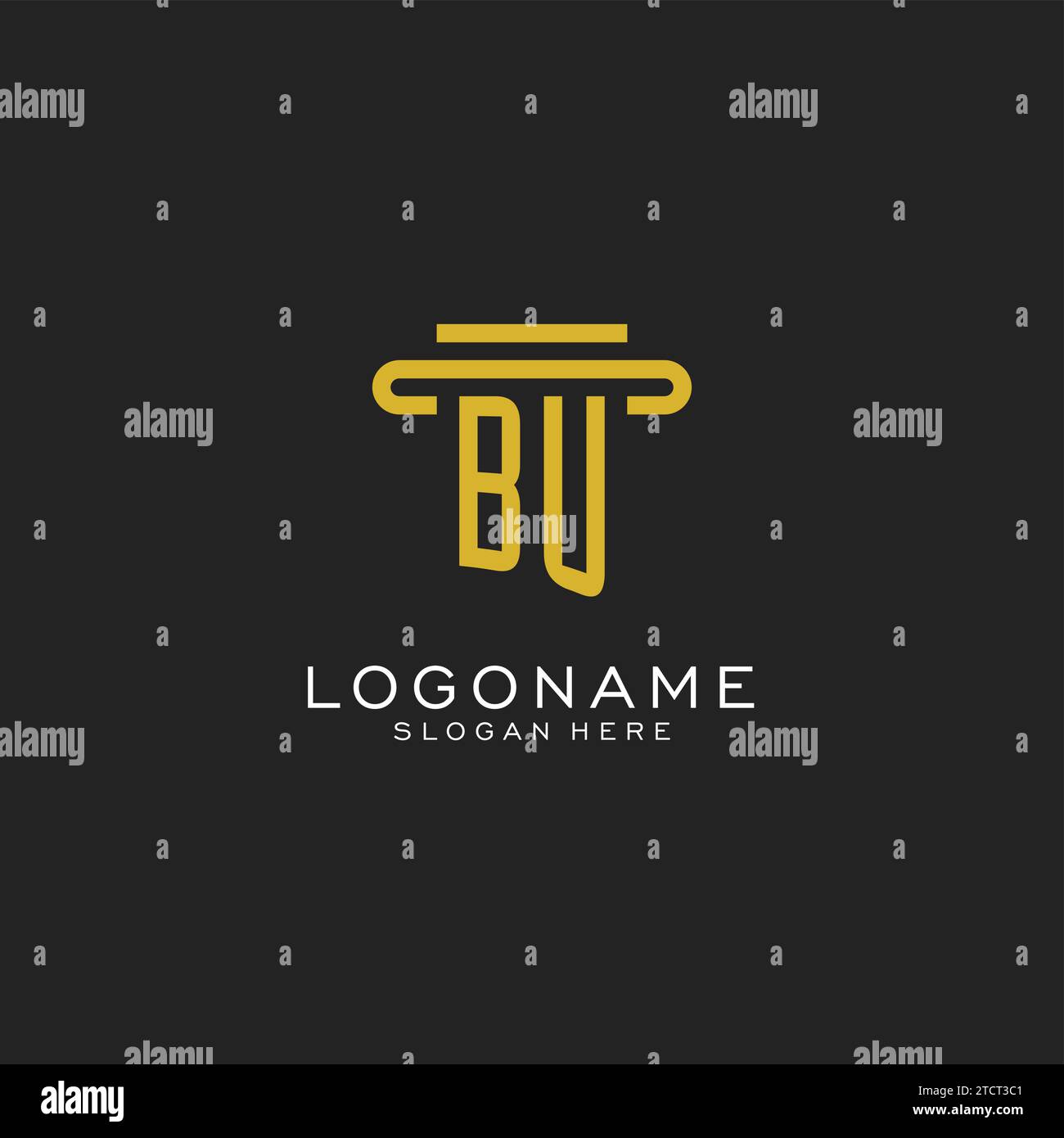 BU initial logo with simple pillar style design vector graphic Stock ...