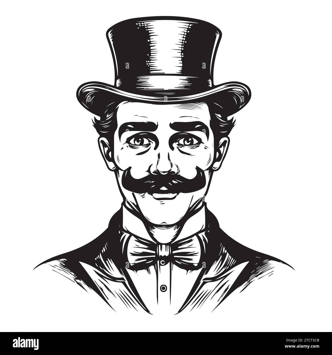 Portrait of an English gentleman with a mustache in a suit and top hat
