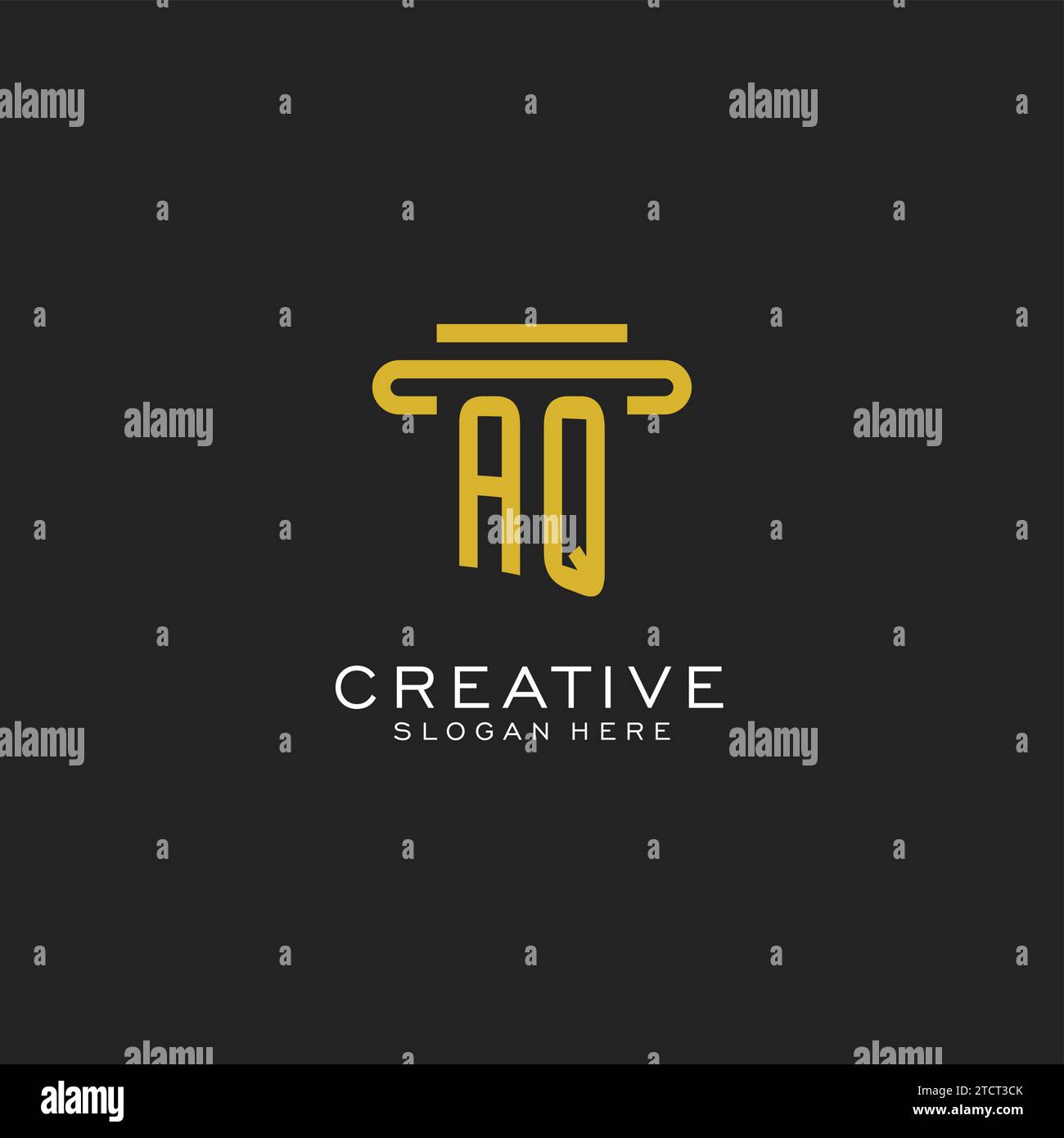 AQ initial logo with simple pillar style design vector graphic Stock Vector