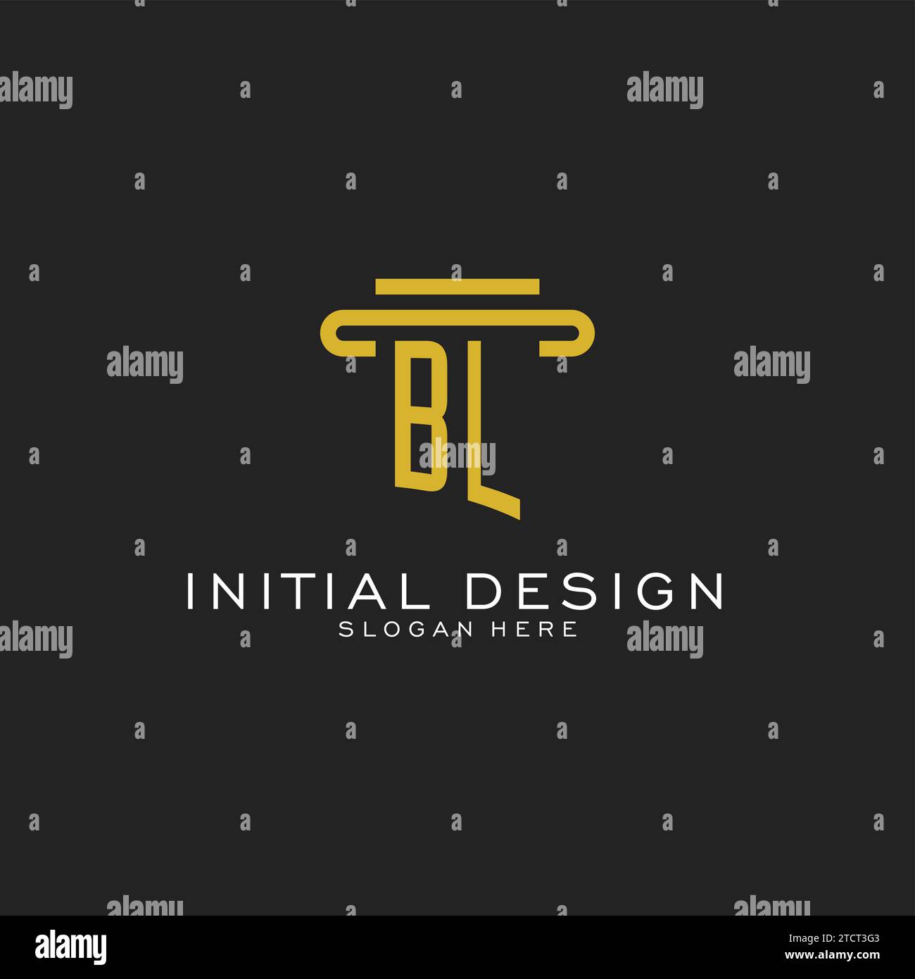 BL initial logo with simple pillar style design vector graphic Stock Vector