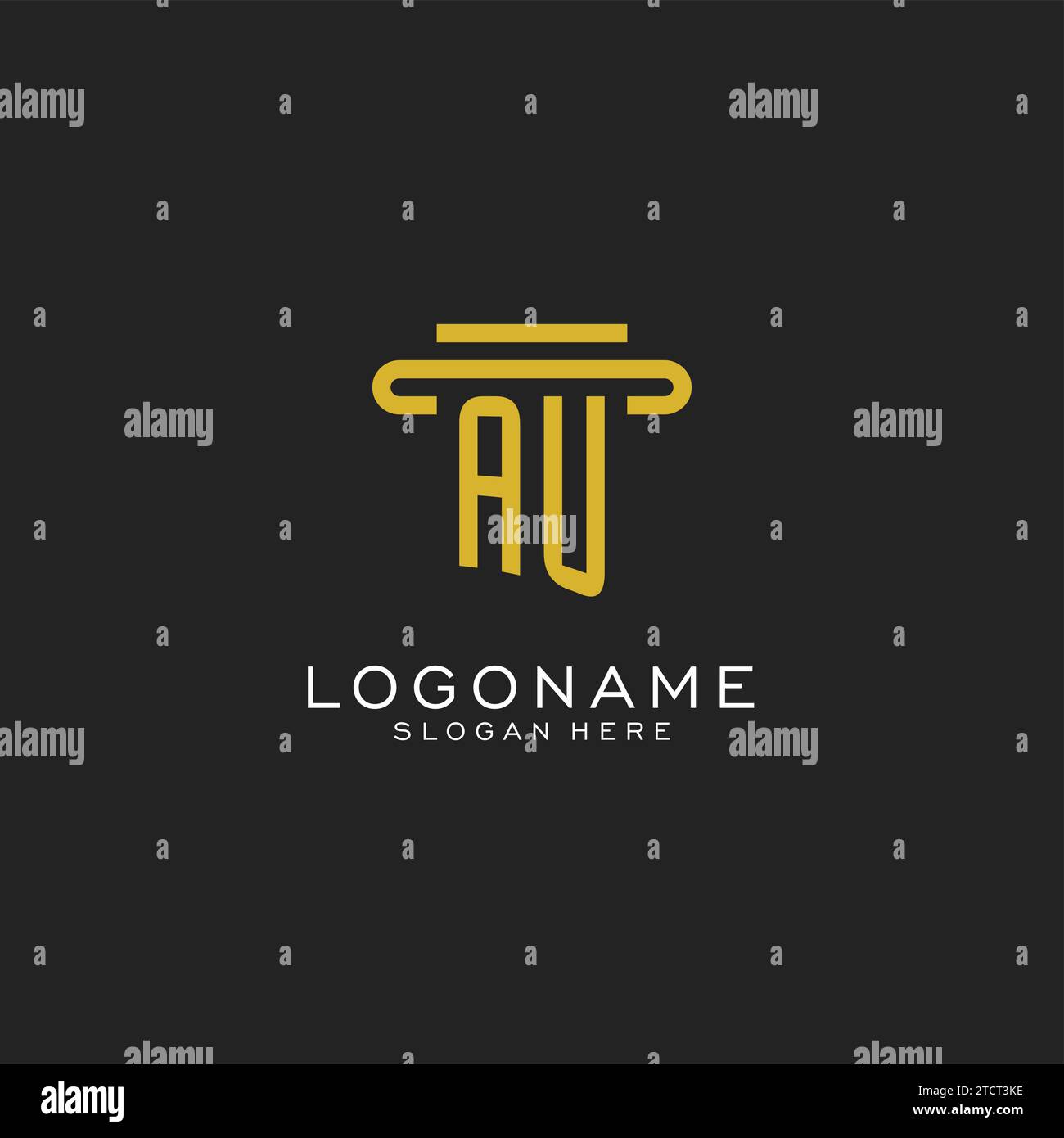 AU initial logo with simple pillar style design vector graphic Stock Vector