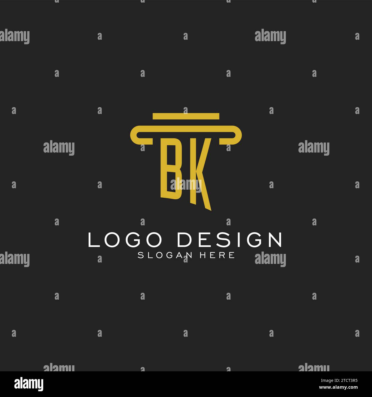 BK initial logo with simple pillar style design vector graphic Stock Vector
