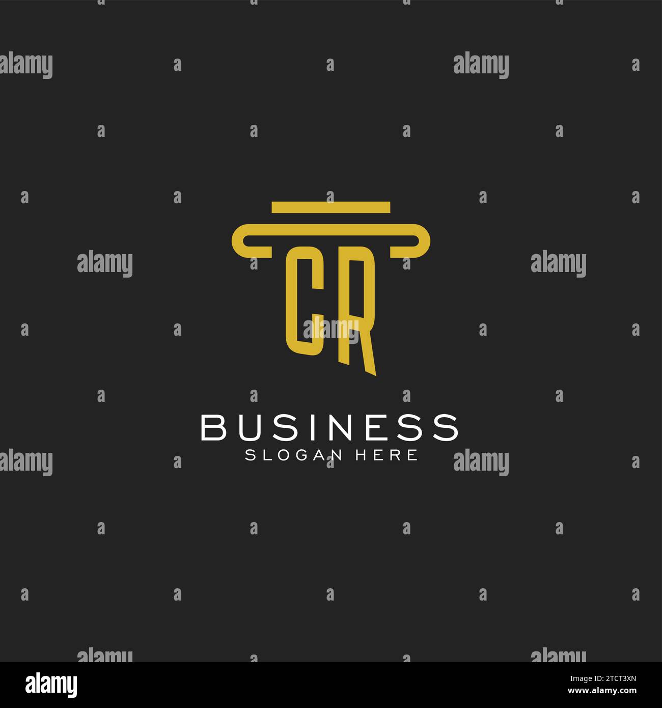 CR initial logo with simple pillar style design vector graphic Stock Vector