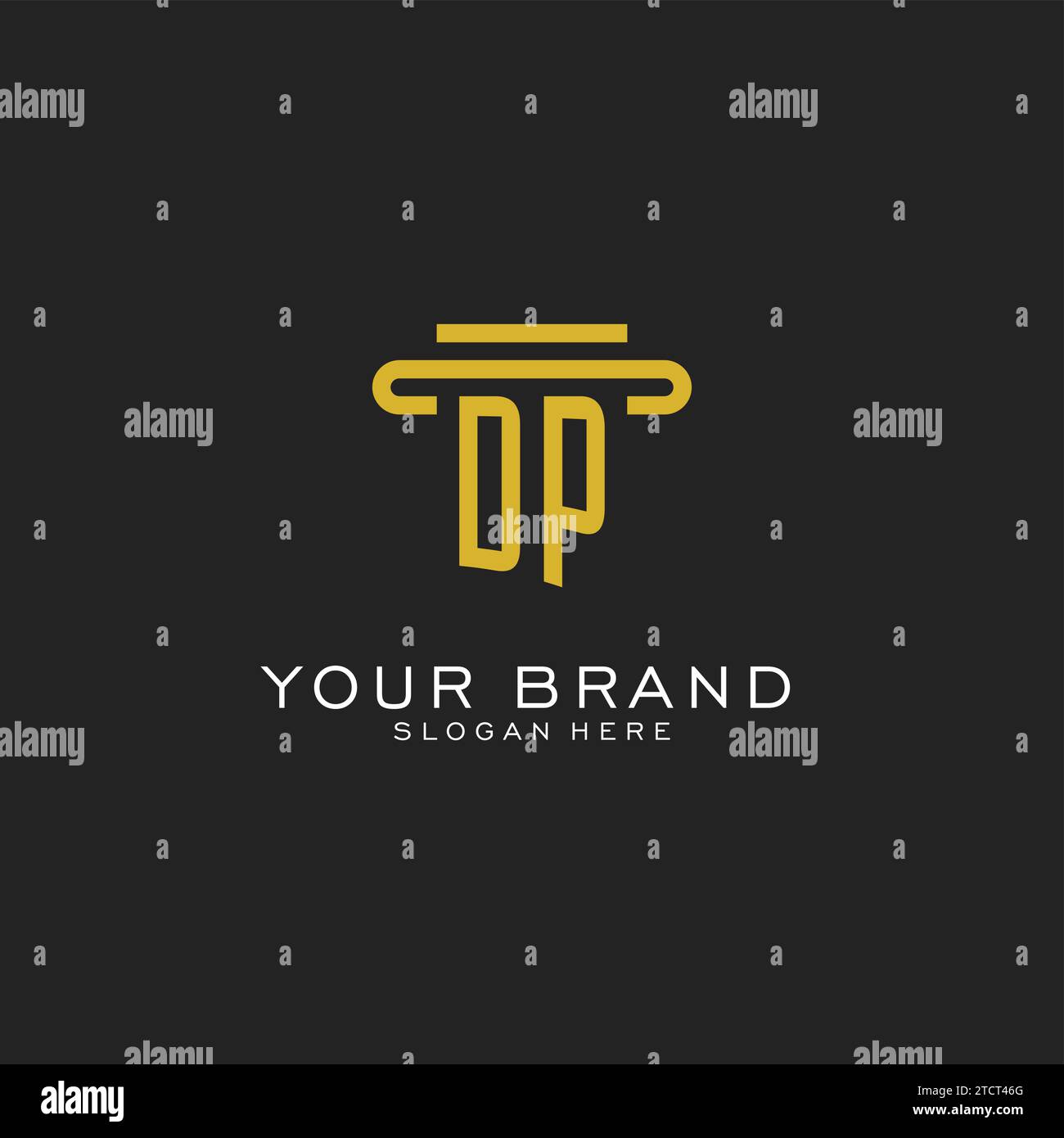 DP initial logo with simple pillar style design vector graphic Stock Vector