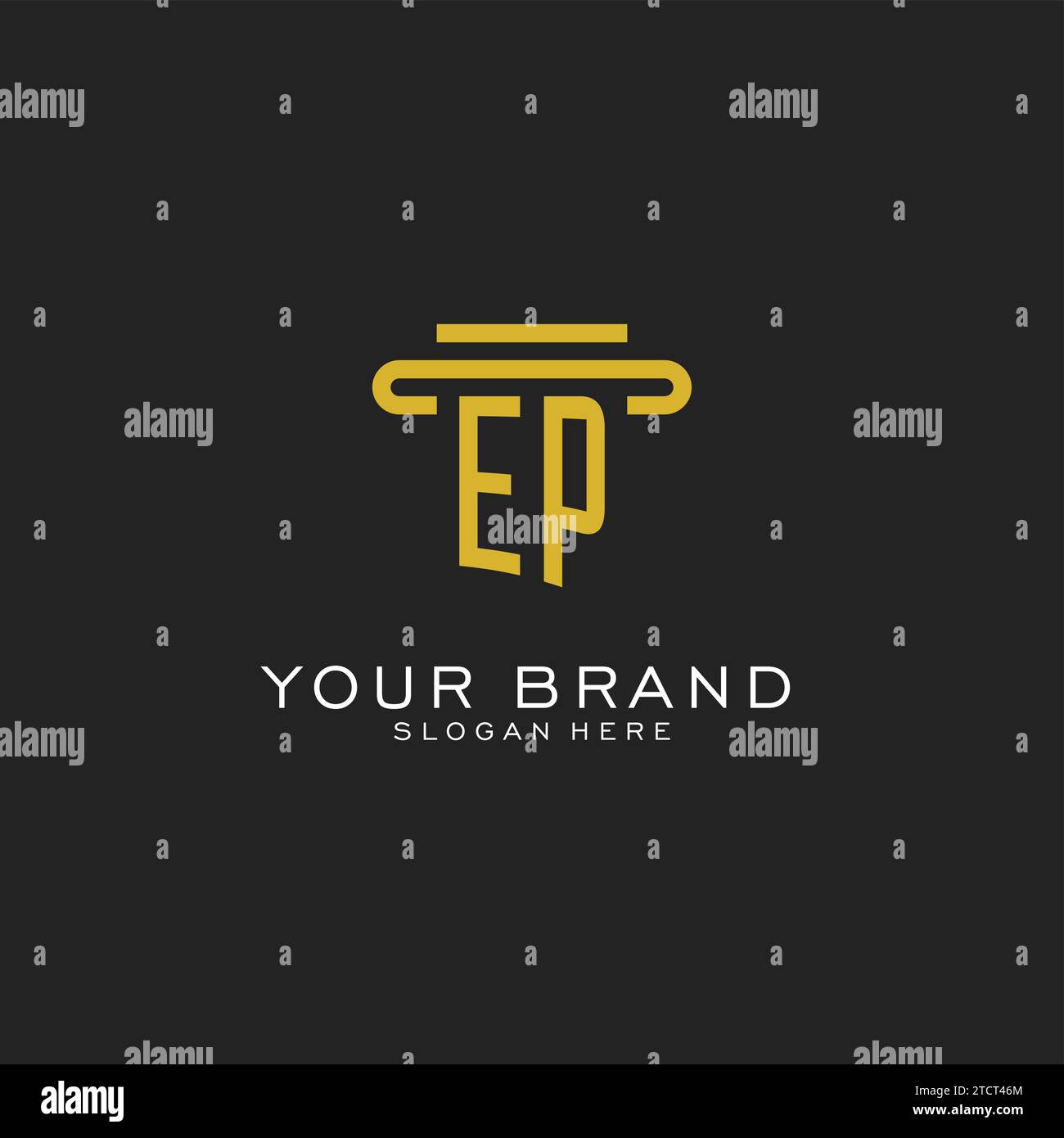 EP initial logo with simple pillar style design vector graphic Stock Vector