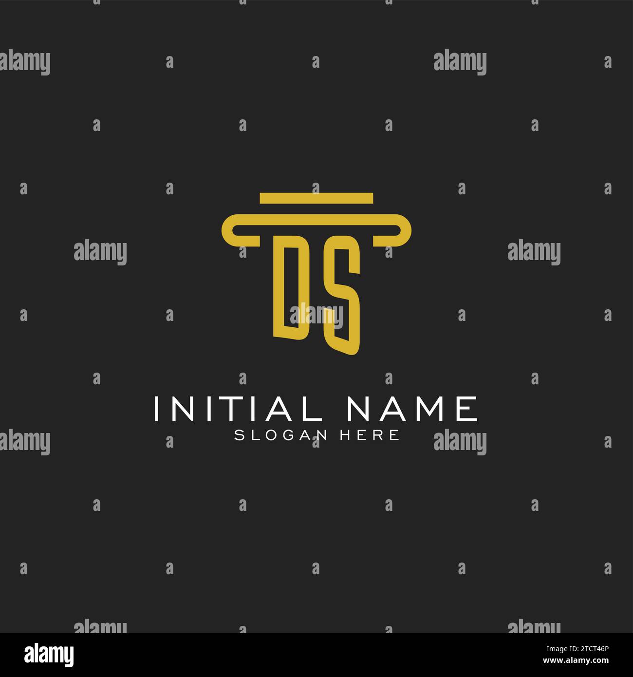 DS initial logo with simple pillar style design vector graphic Stock Vector