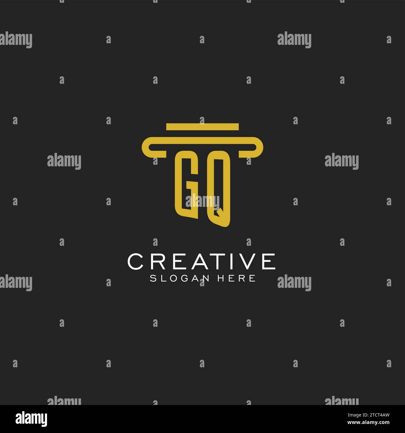 GQ initial logo with simple pillar style design vector graphic Stock Vector