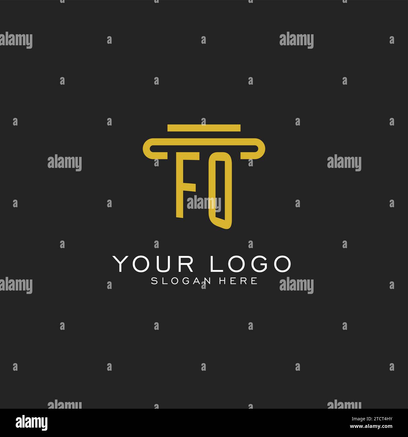 FO initial logo with simple pillar style design vector graphic Stock Vector