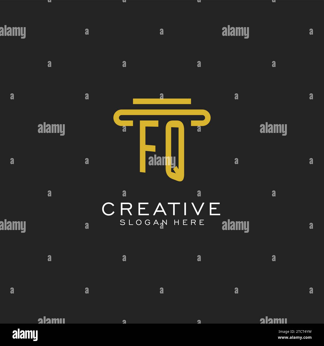 FQ initial logo with simple pillar style design vector graphic Stock Vector