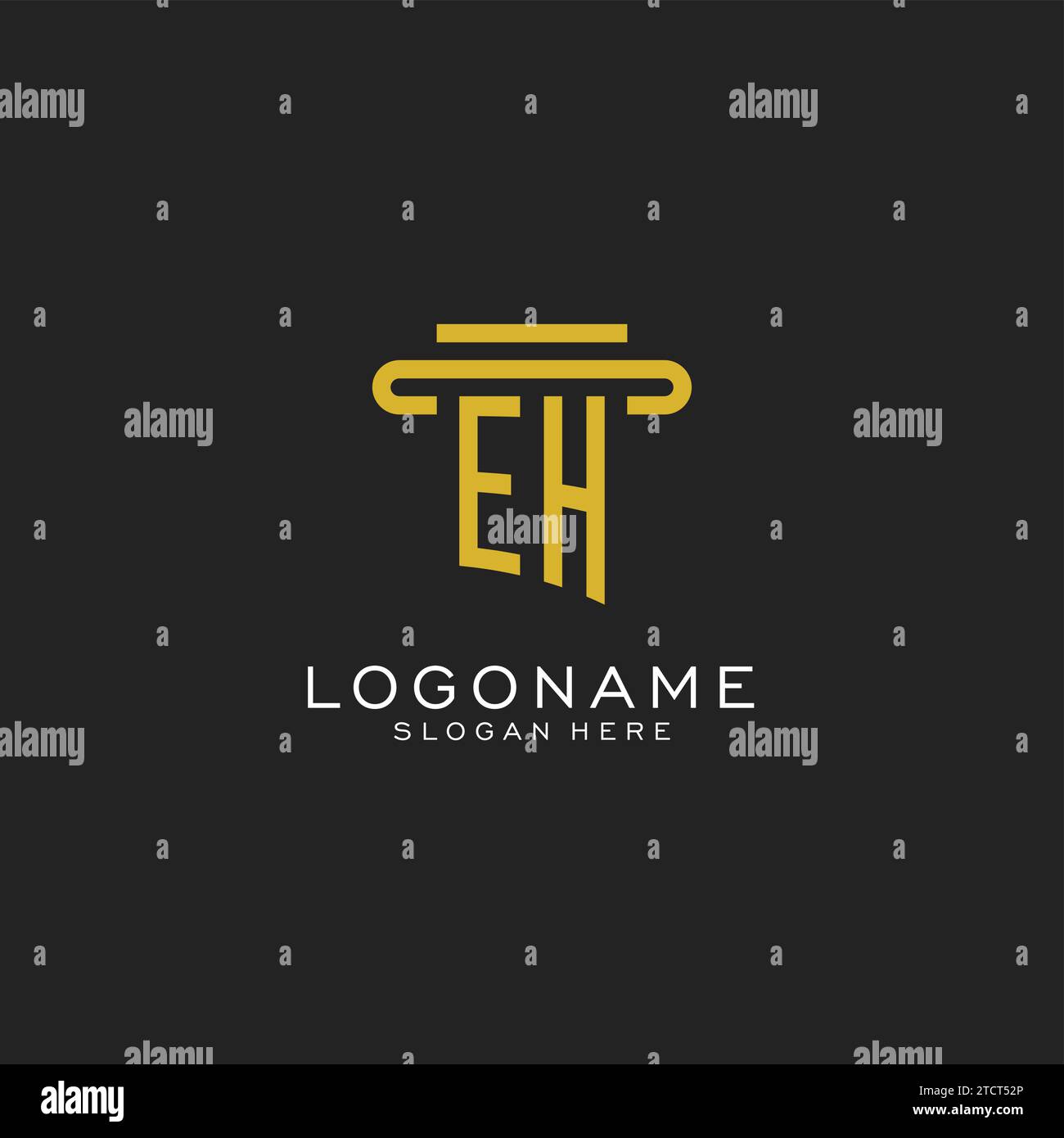 EH initial logo with simple pillar style design vector graphic Stock Vector