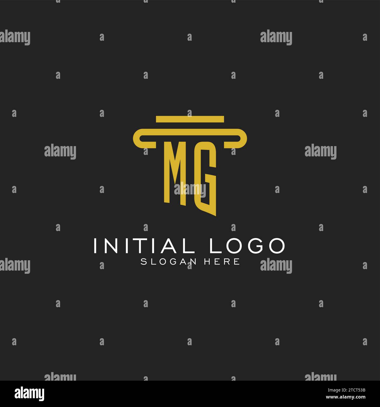 MG initial logo with simple pillar style design vector graphic Stock Vector
