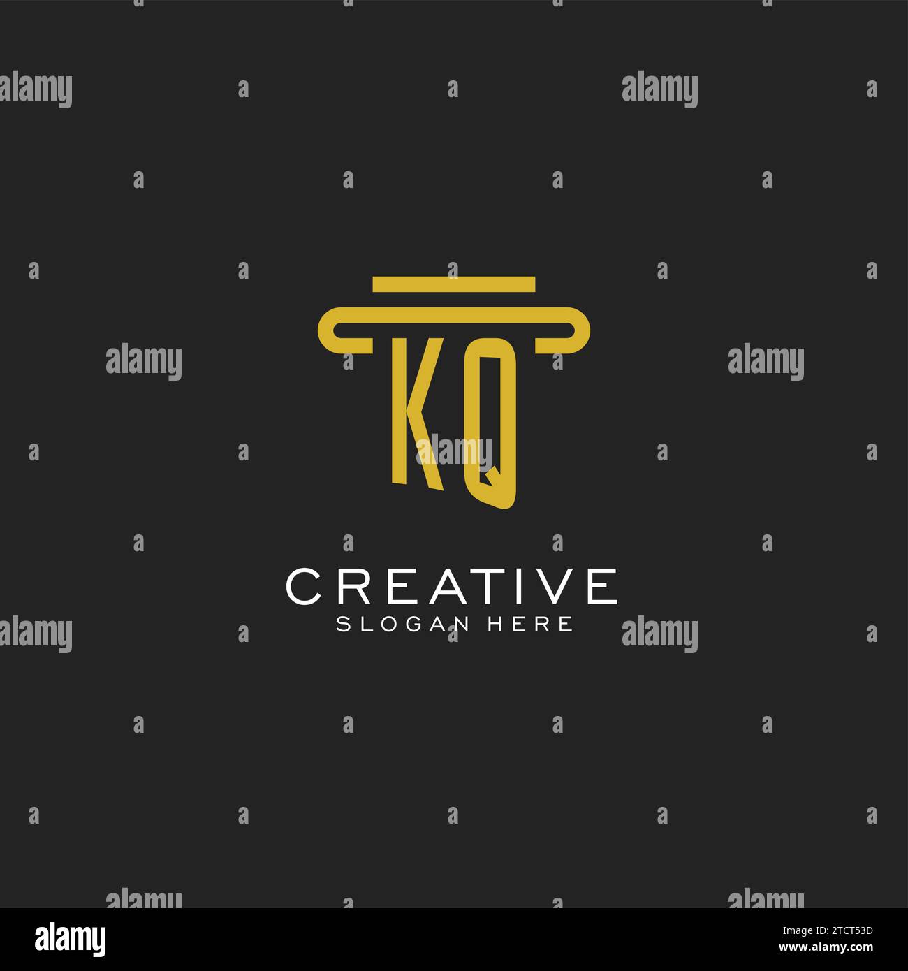 KQ initial logo with simple pillar style design vector graphic Stock Vector