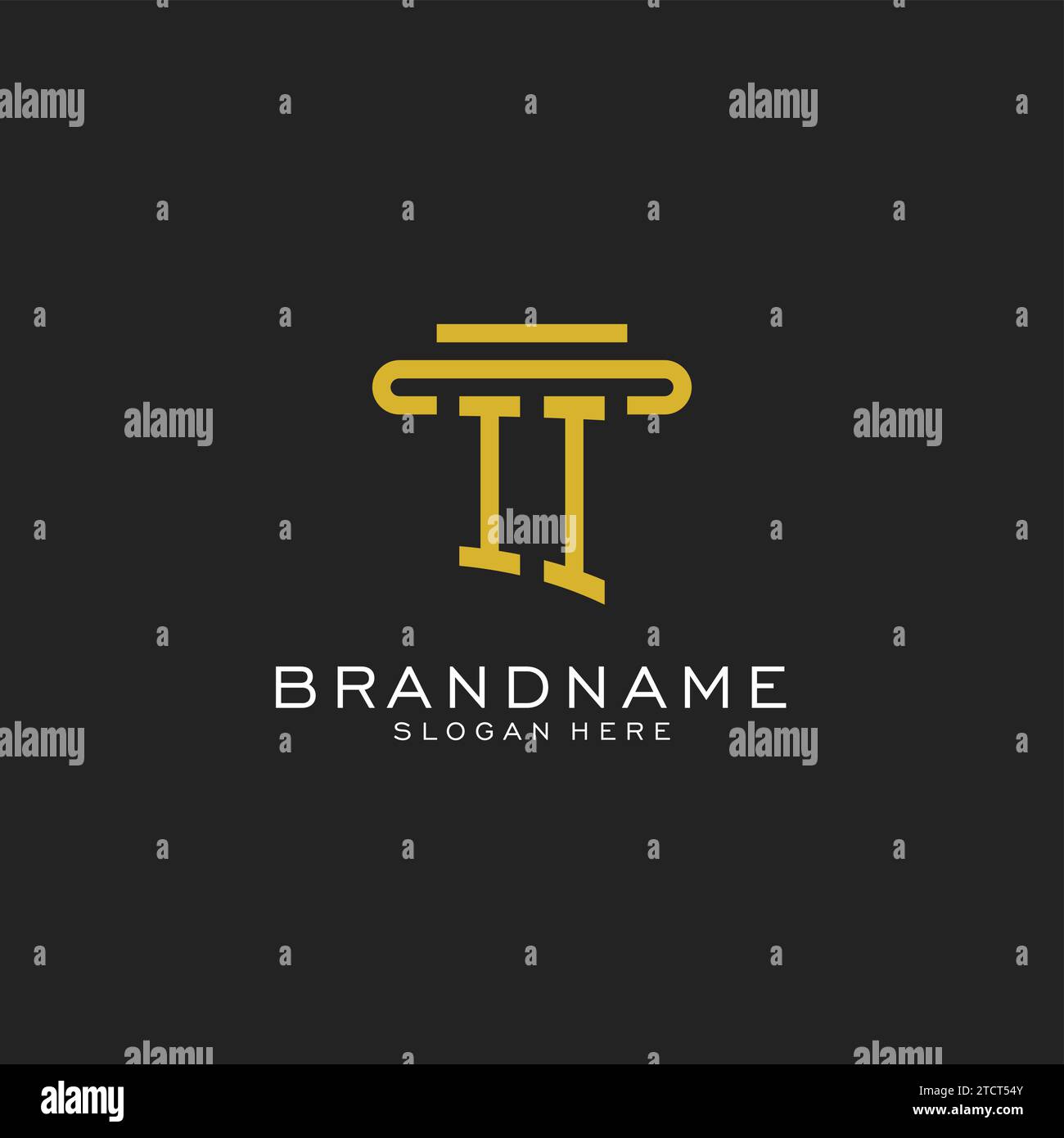 II initial logo with simple pillar style design vector graphic Stock Vector