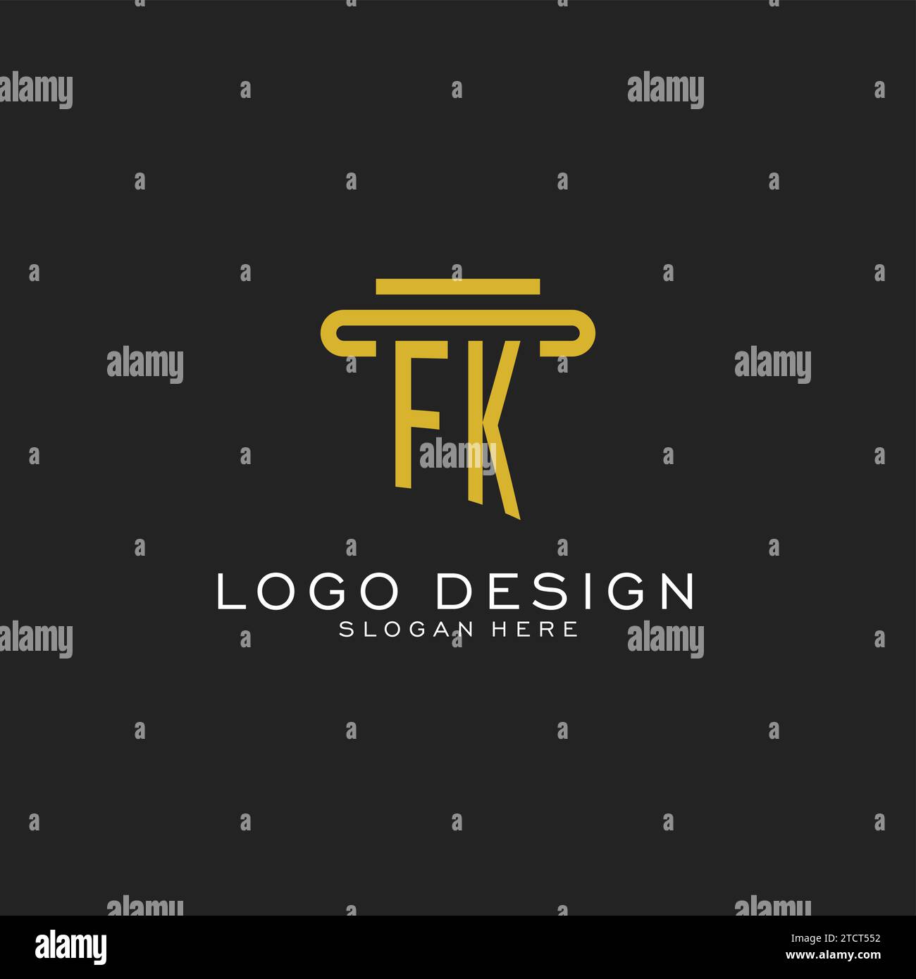 FK initial logo with simple pillar style design vector graphic Stock Vector