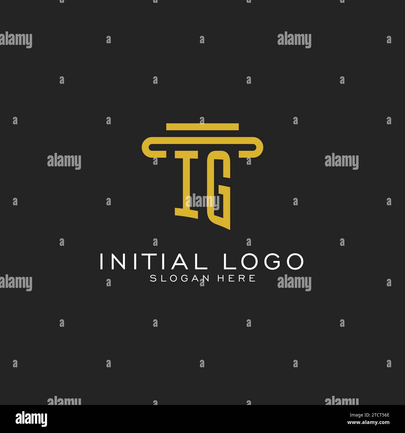 IG initial logo with simple pillar style design vector graphic Stock Vector