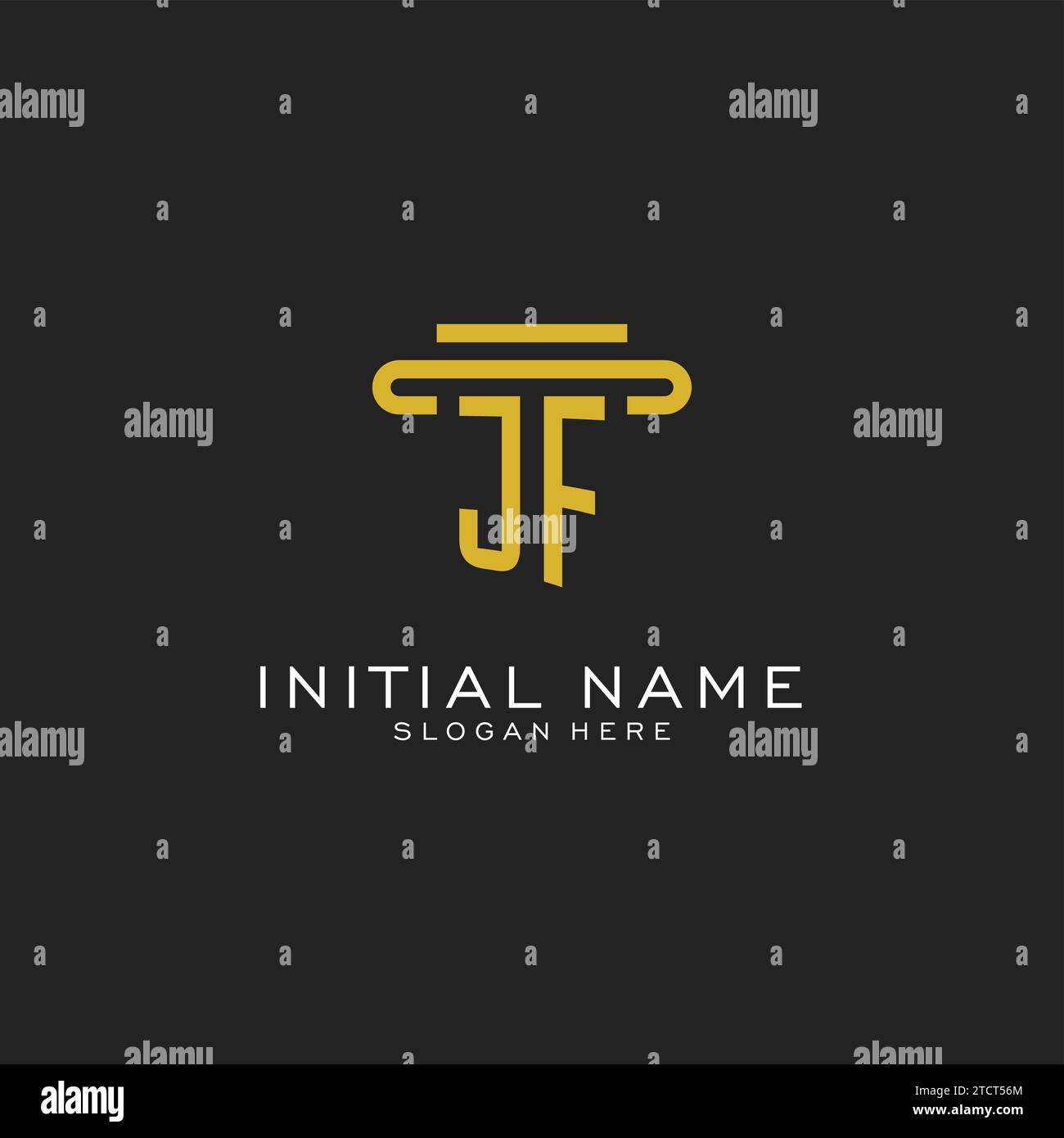 JF initial logo with simple pillar style design vector graphic Stock Vector