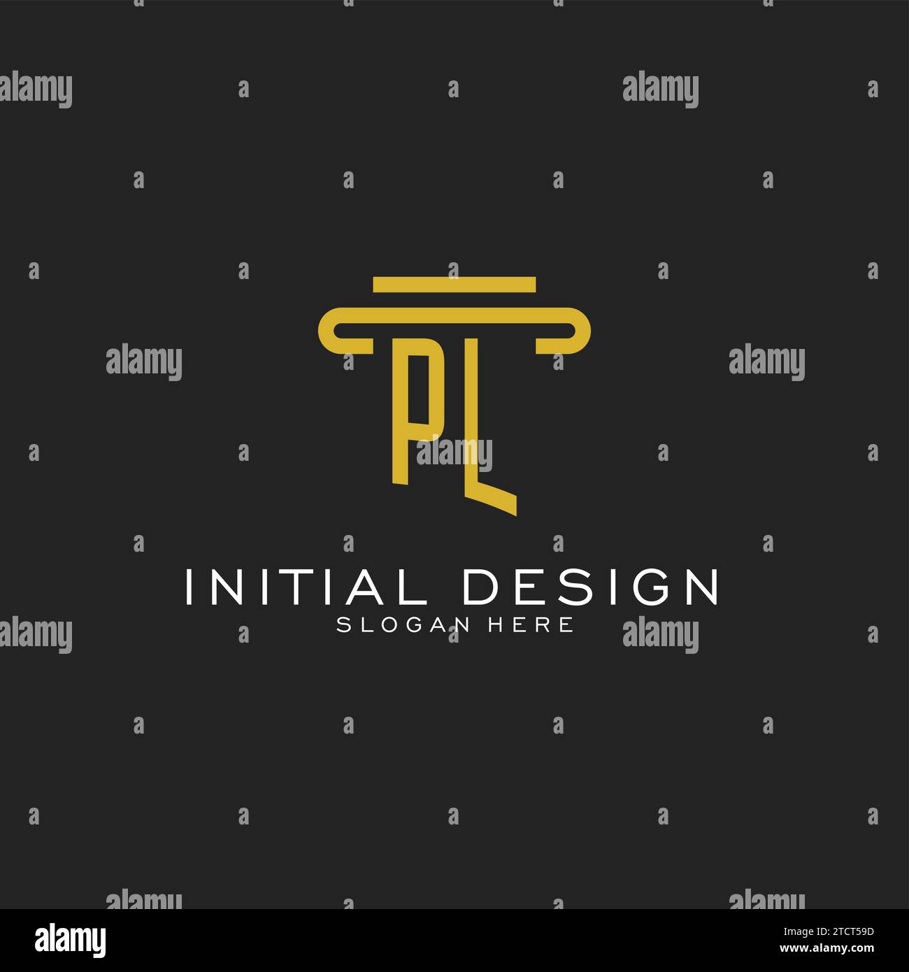 PL initial logo with simple pillar style design vector graphic Stock Vector