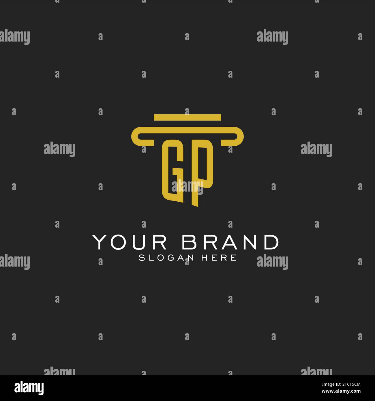 GP initial logo with simple pillar style design vector graphic Stock Vector