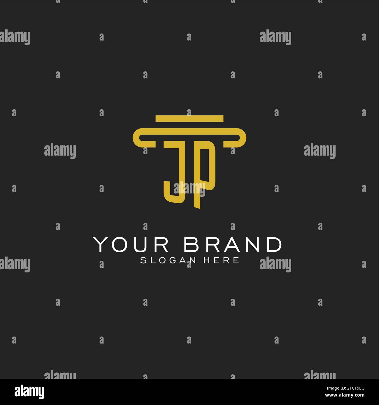 JP initial logo with simple pillar style design vector graphic Stock Vector