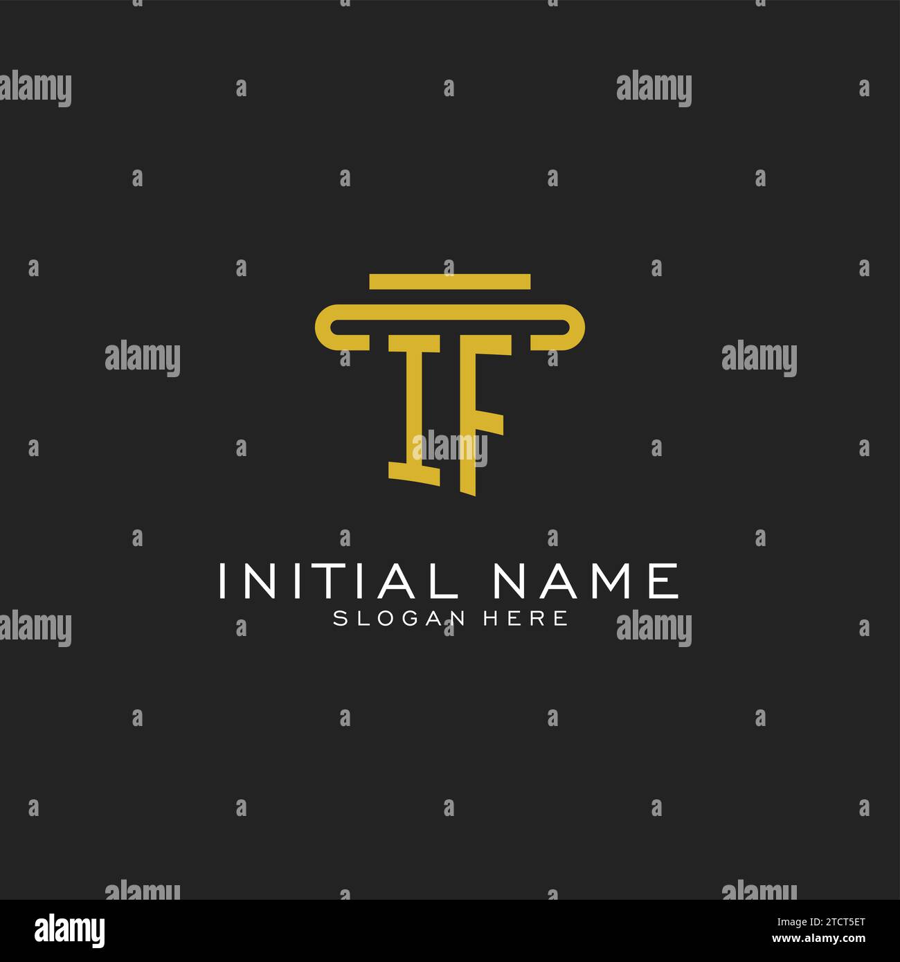 IF initial logo with simple pillar style design vector graphic Stock Vector
