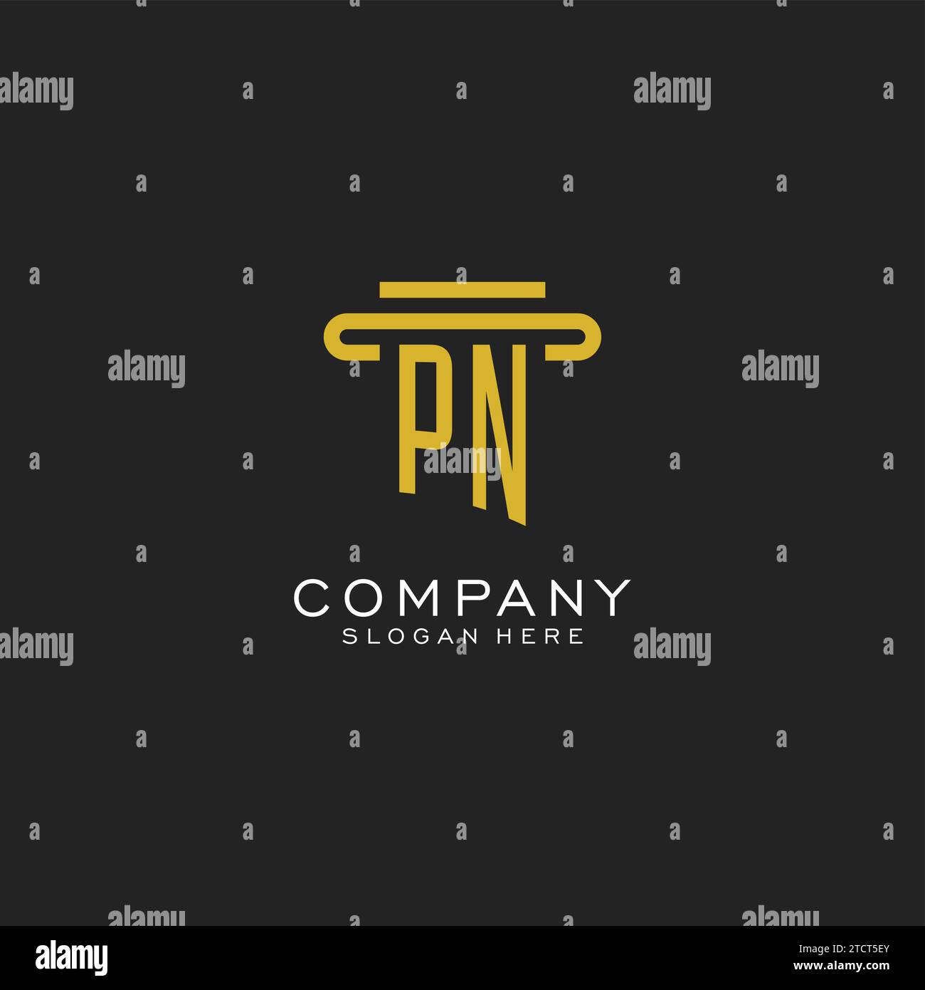 PN initial logo with simple pillar style design vector graphic Stock Vector