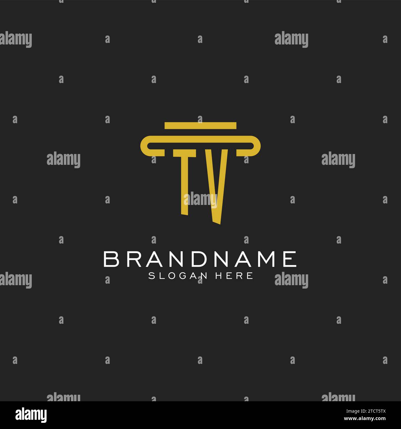 TV initial logo with simple pillar style design vector graphic Stock Vector