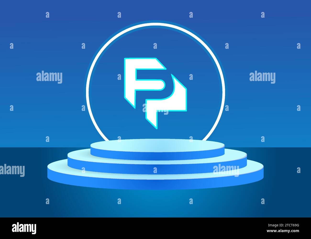 Letter FP blue logo sign. Vector logo design for business. Stock Vector