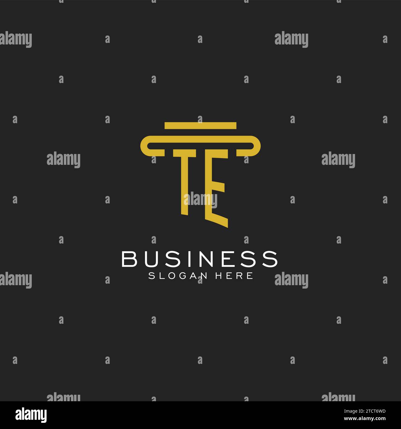 TE initial logo with simple pillar style design vector graphic Stock Vector