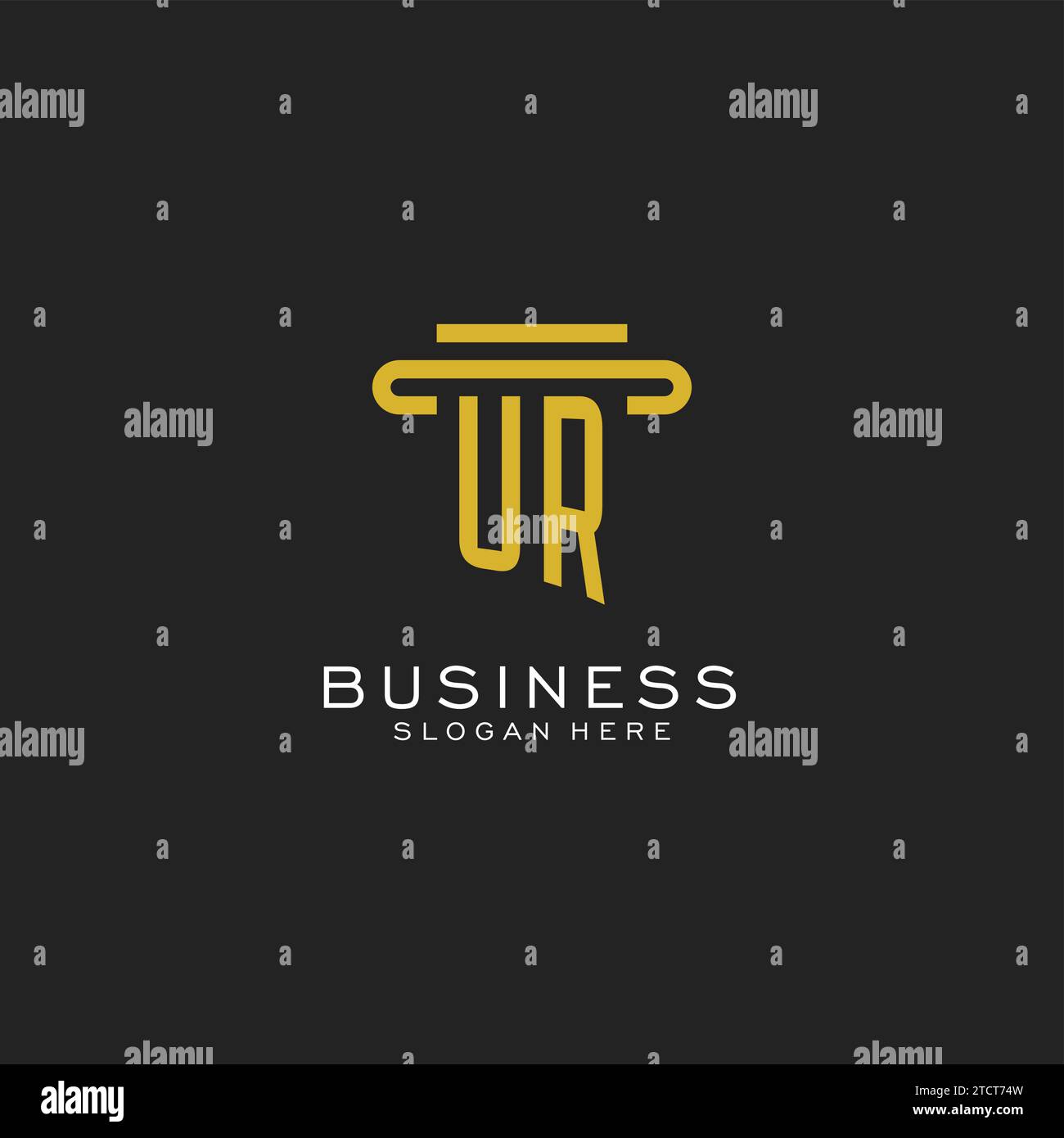 UR initial logo with simple pillar style design vector graphic Stock Vector
