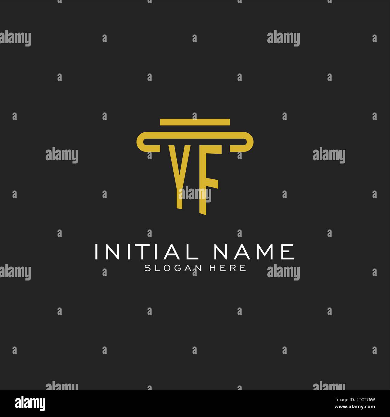 YF initial logo with simple pillar style design vector graphic Stock Vector