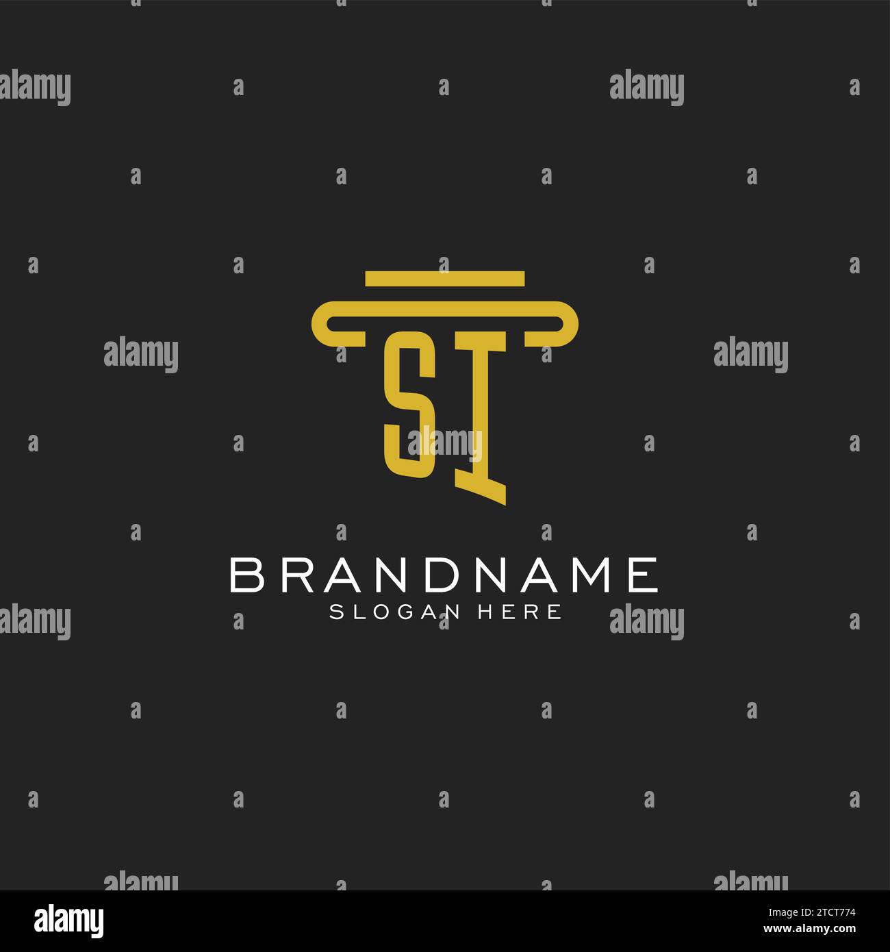 SI initial logo with simple pillar style design vector graphic Stock Vector