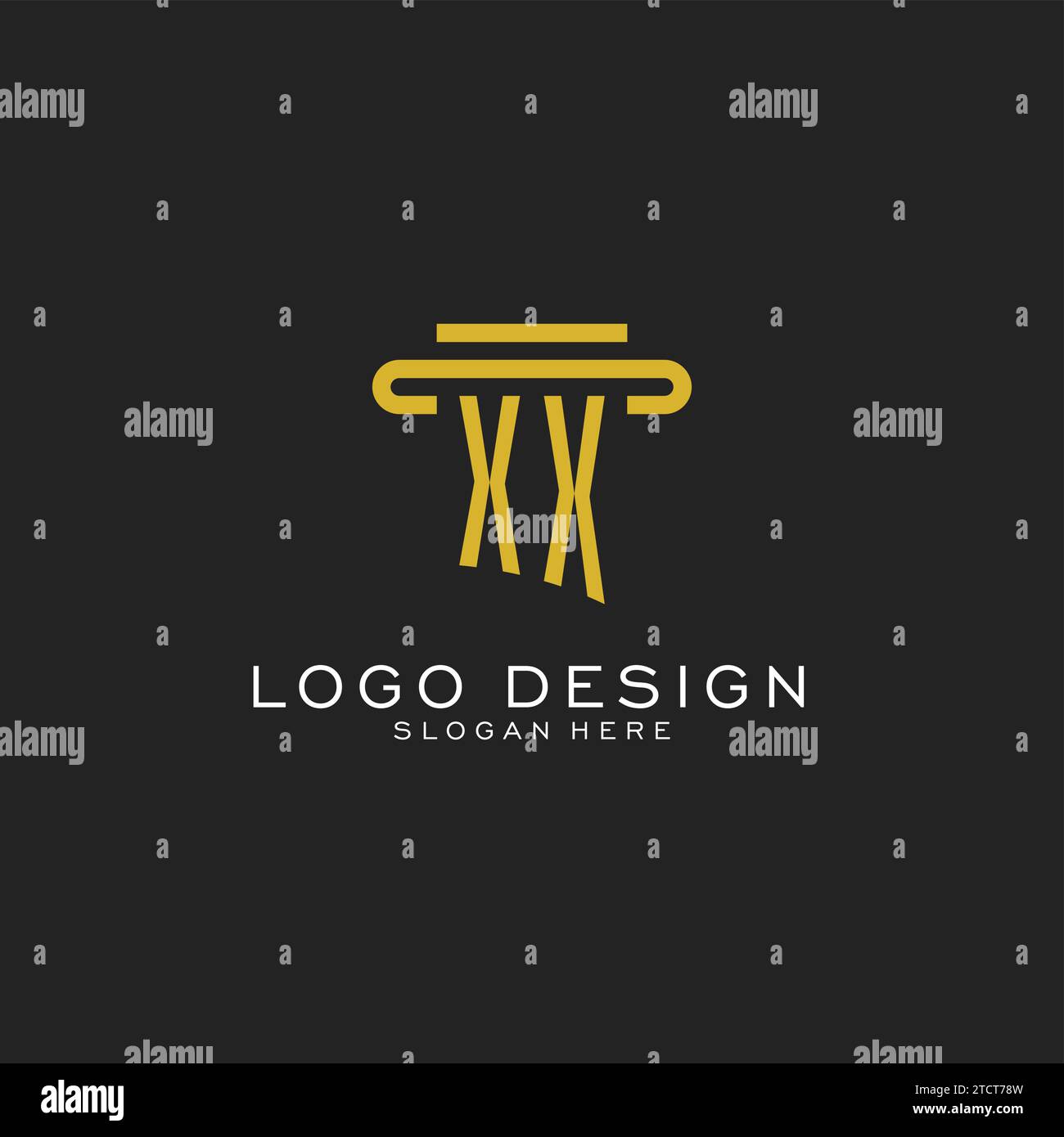 XX initial logo with simple pillar style design vector graphic Stock Vector