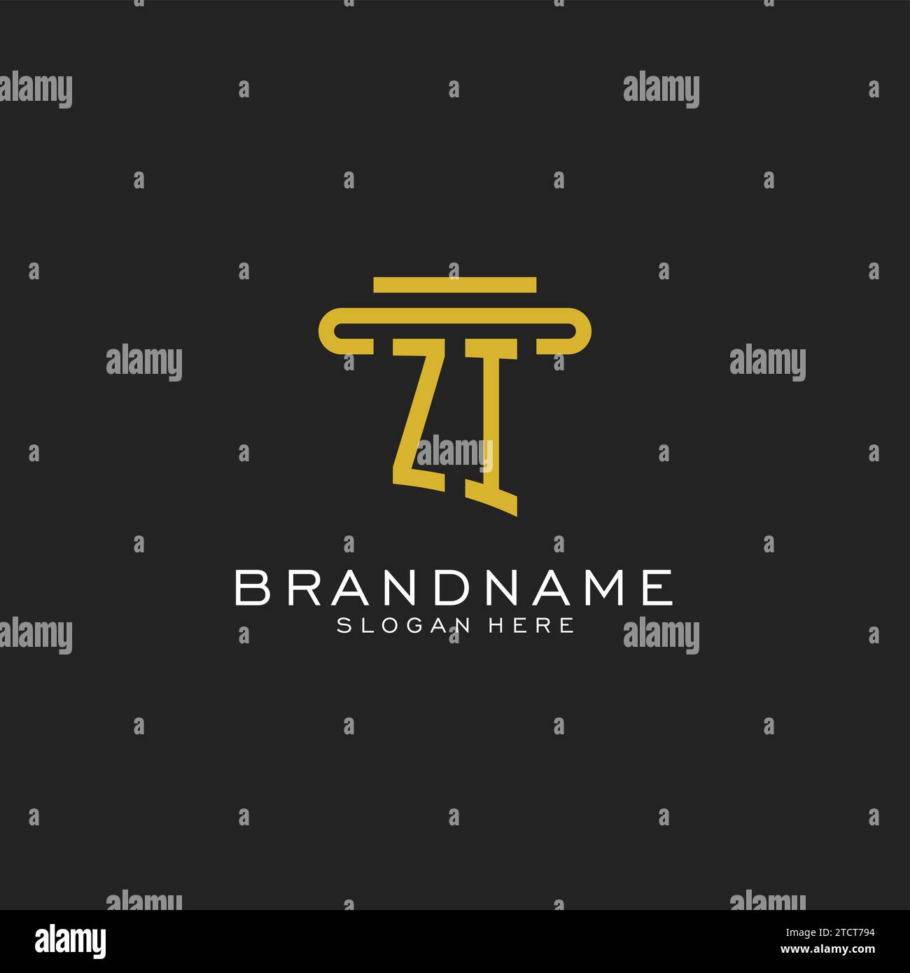 ZI initial logo with simple pillar style design vector graphic Stock Vector