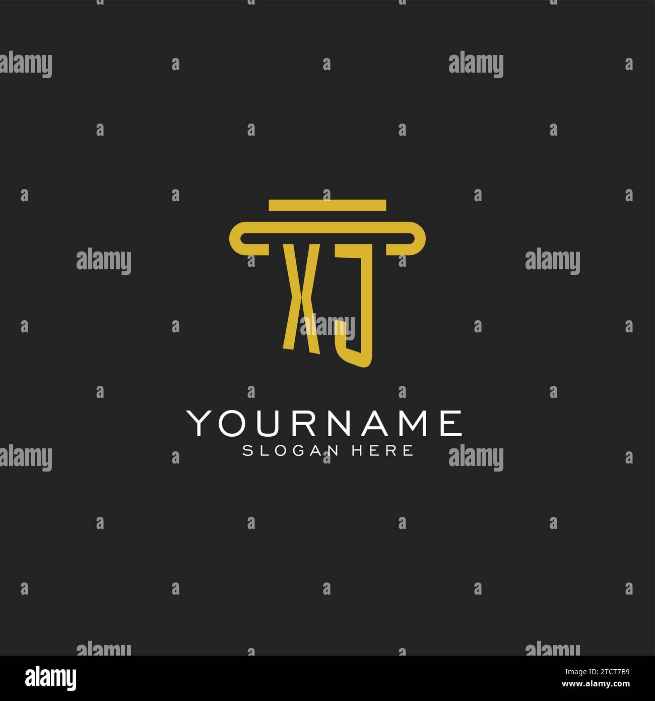 XJ initial logo with simple pillar style design vector graphic Stock Vector
