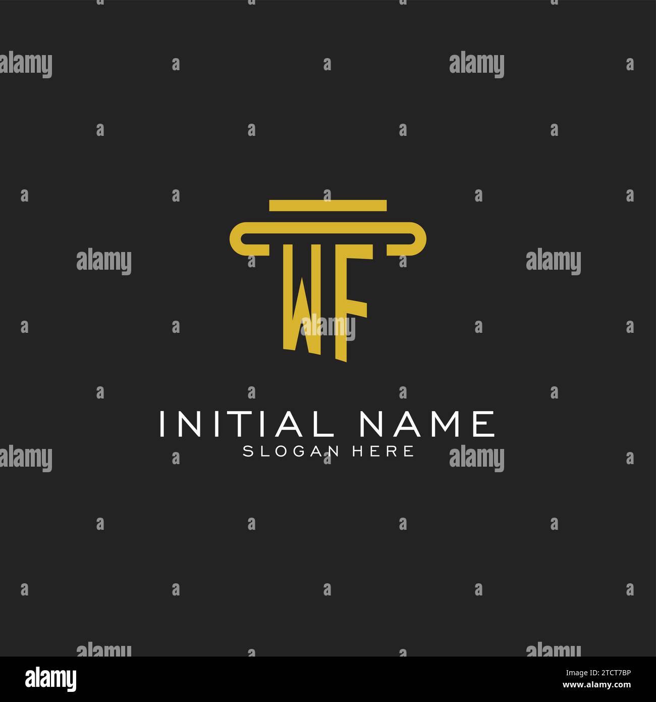 WF initial logo with simple pillar style design vector graphic Stock Vector