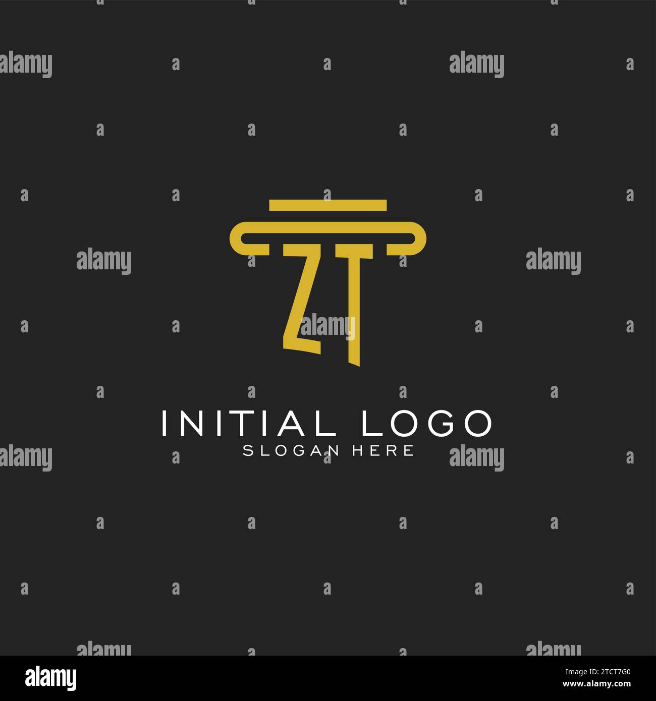 ZT initial logo with simple pillar style design vector graphic Stock Vector