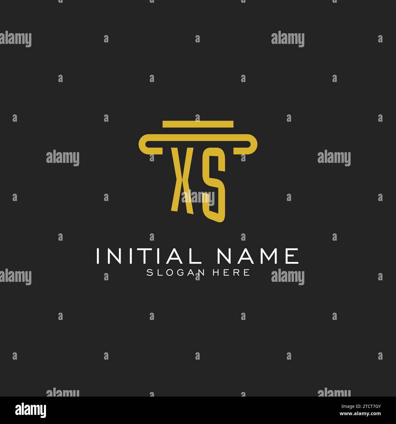 XS initial logo with simple pillar style design vector graphic Stock Vector