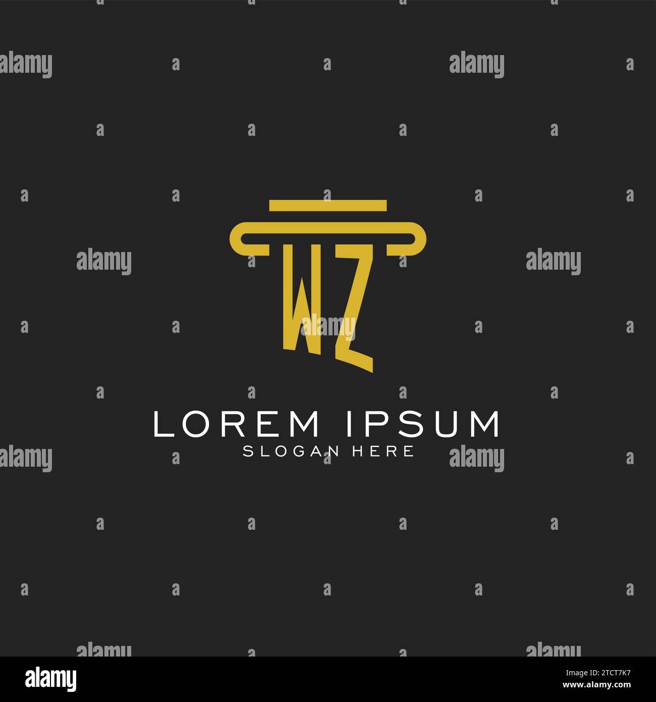 WZ initial logo with simple pillar style design vector graphic Stock Vector