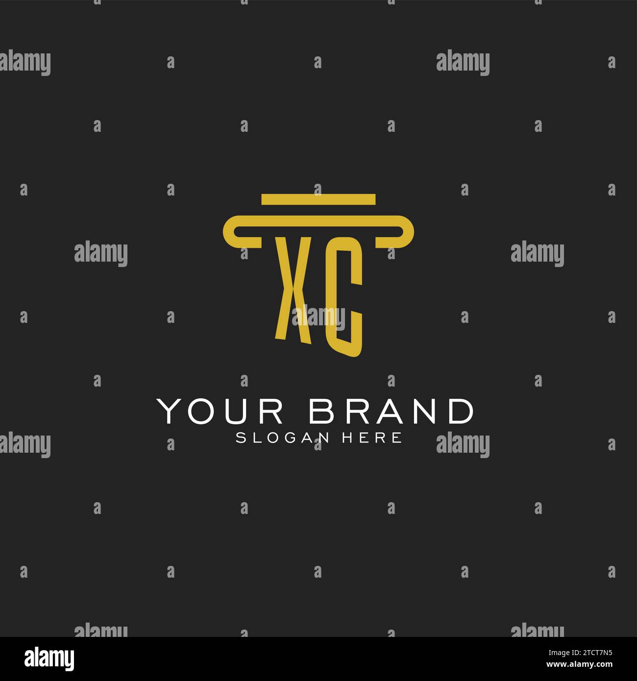 XC initial logo with simple pillar style design vector graphic Stock ...