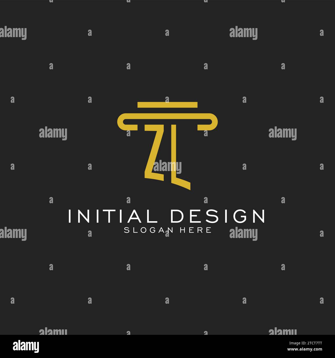 ZL initial logo with simple pillar style design vector graphic Stock ...