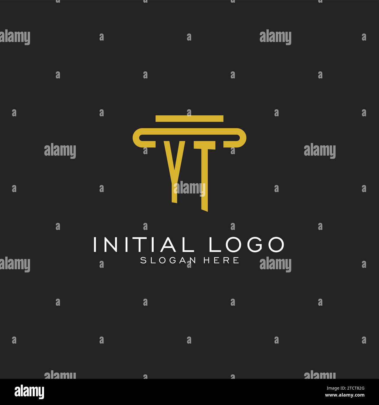 YT initial logo with simple pillar style design vector graphic Stock Vector