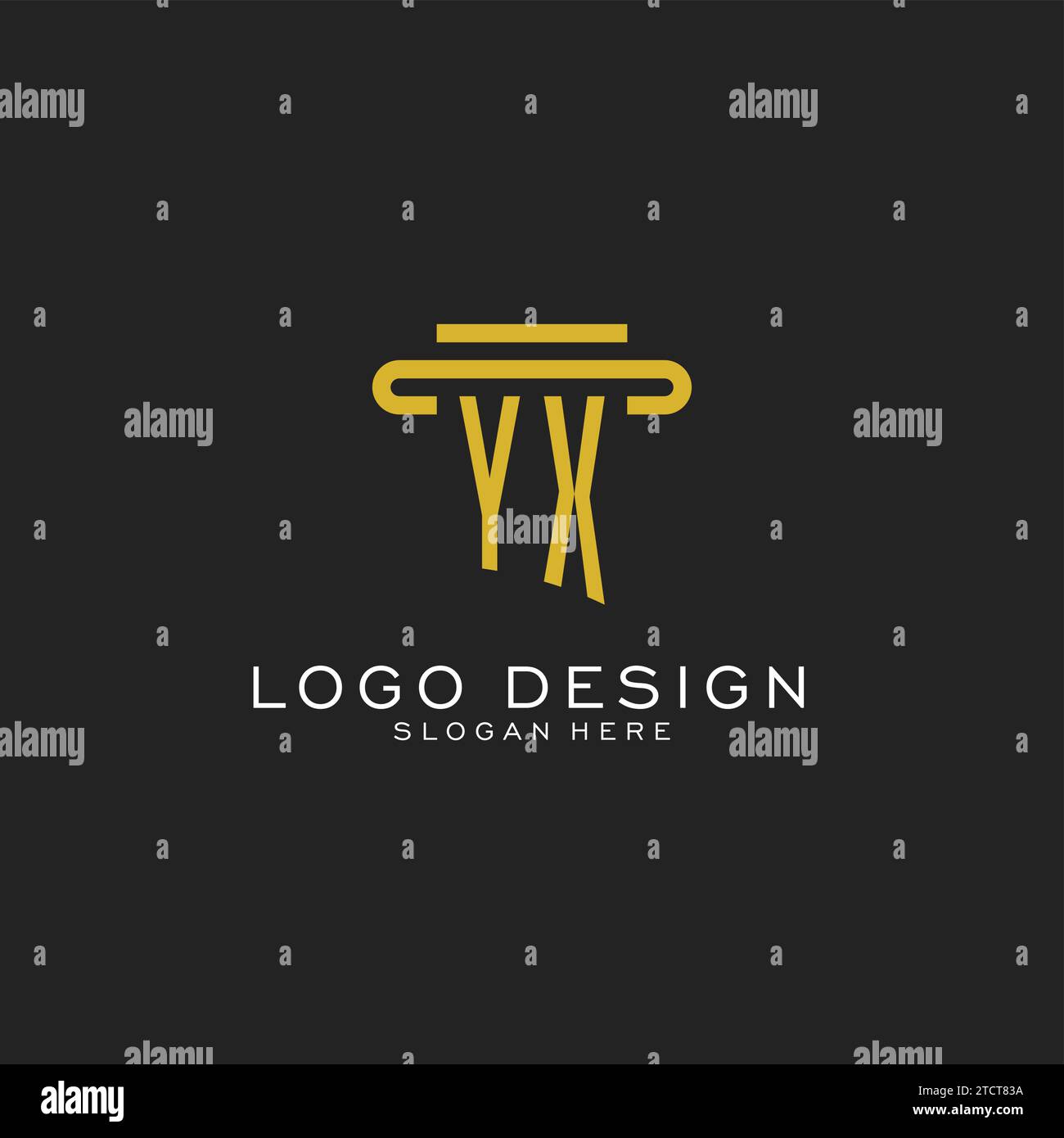YX initial logo with simple pillar style design vector graphic Stock Vector