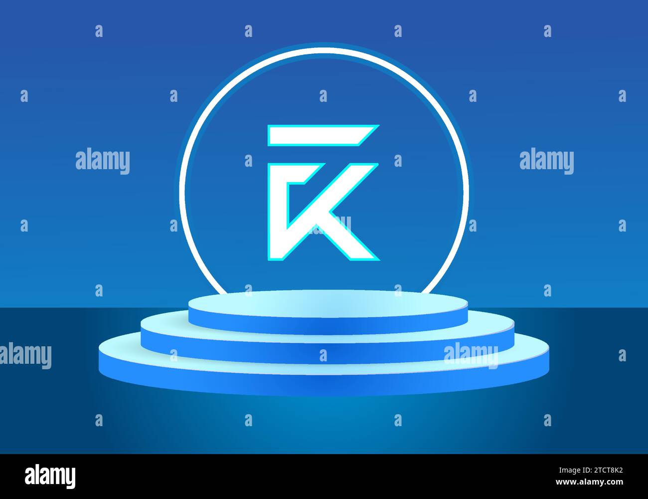 Letter FK blue logo sign. Vector logo design for business. Stock Vector