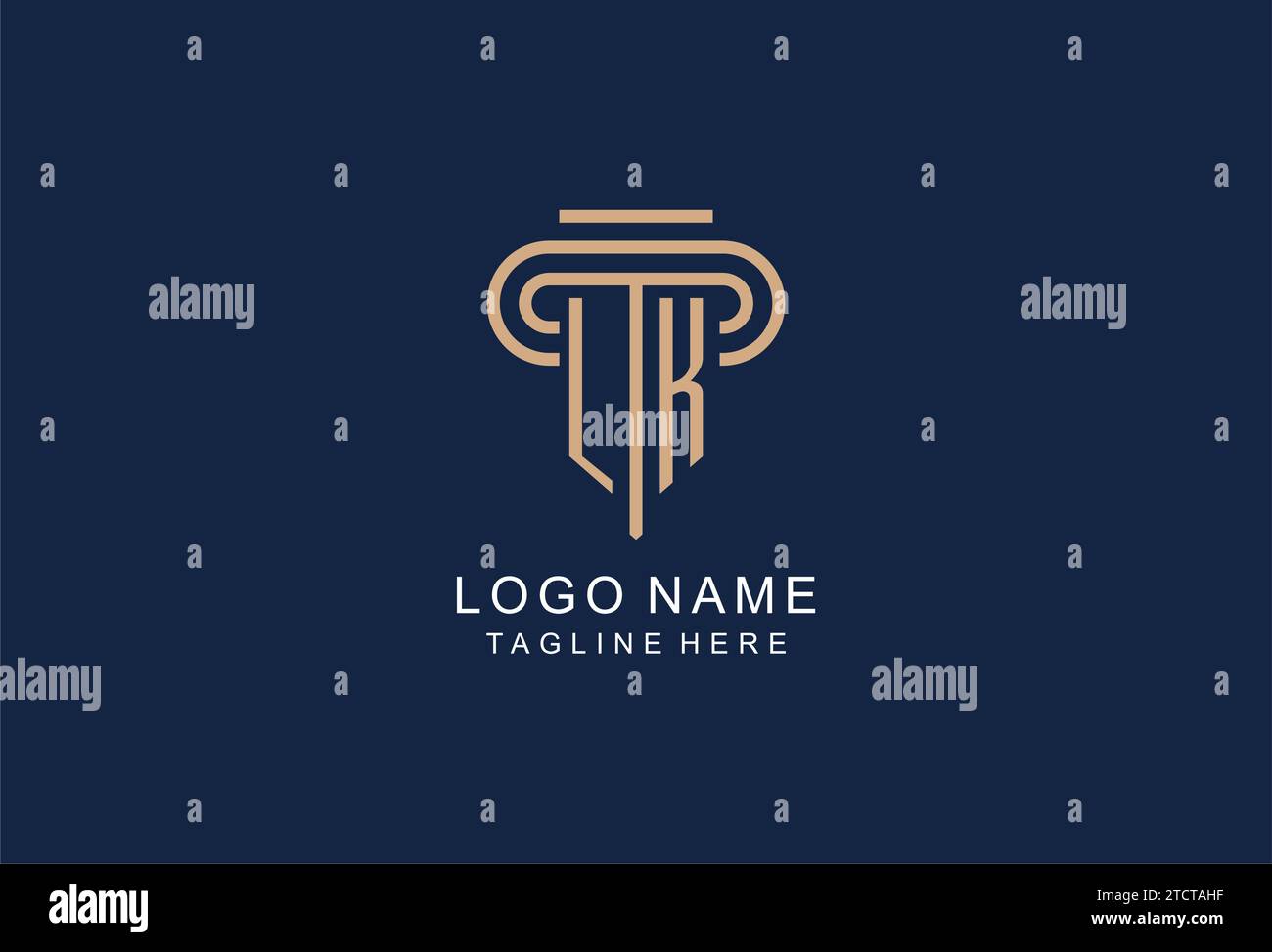 LK initial pillar logo, elegant and luxury law firm logo design ideas Stock Vector