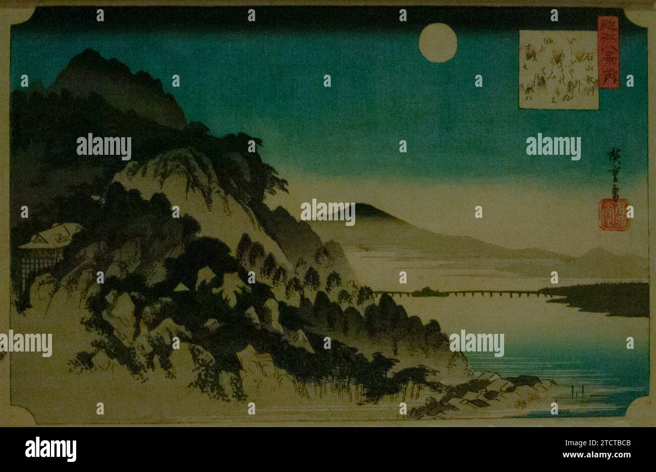 "Autumn Moon at Ishiyama" from the Series Eight Viewus of Omi Province. By Utagawa Hiroshige. Edo period, 19th century Stock Photo