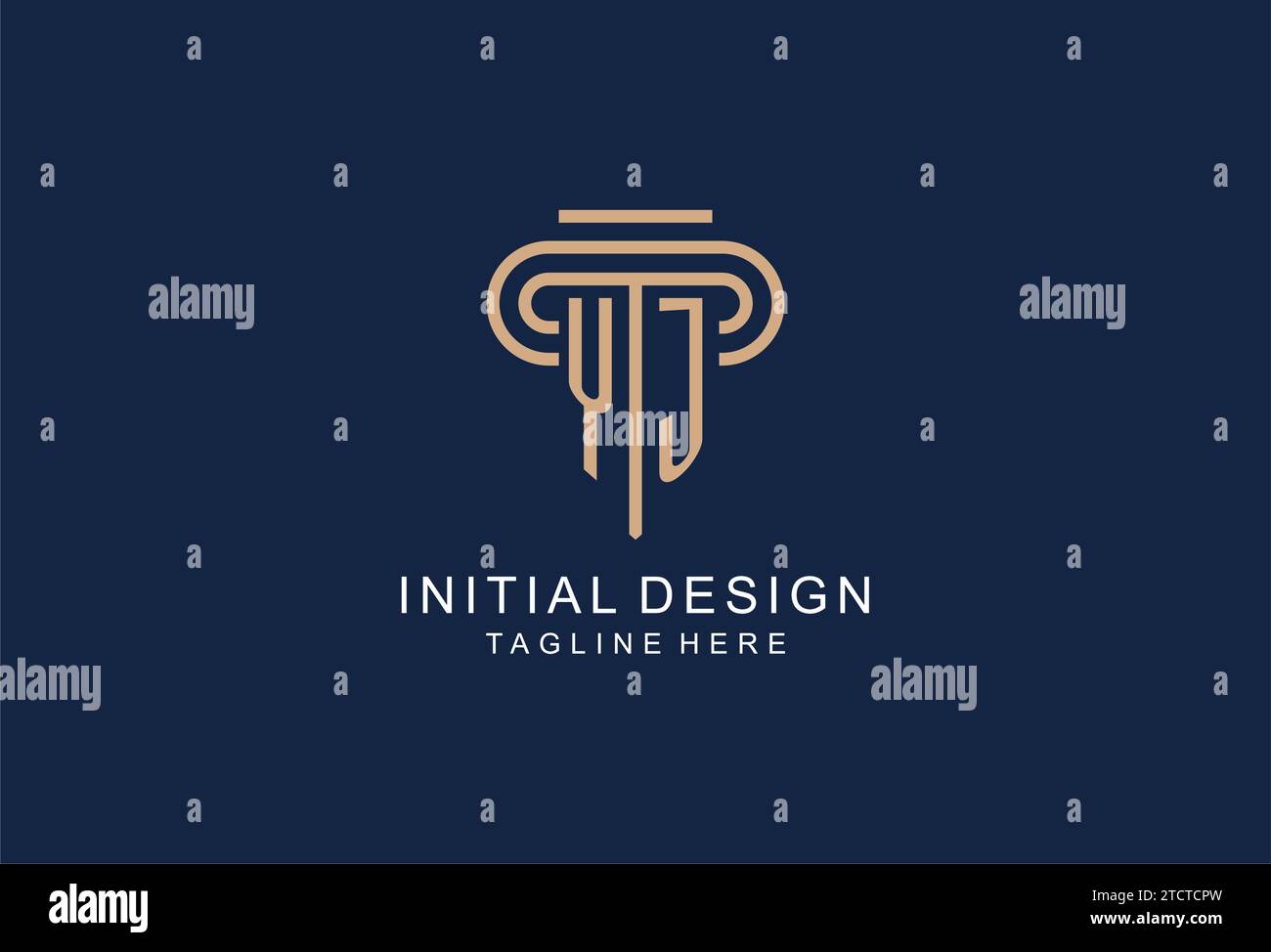 YJ initial pillar logo, elegant and luxury law firm logo design ideas Stock Vector