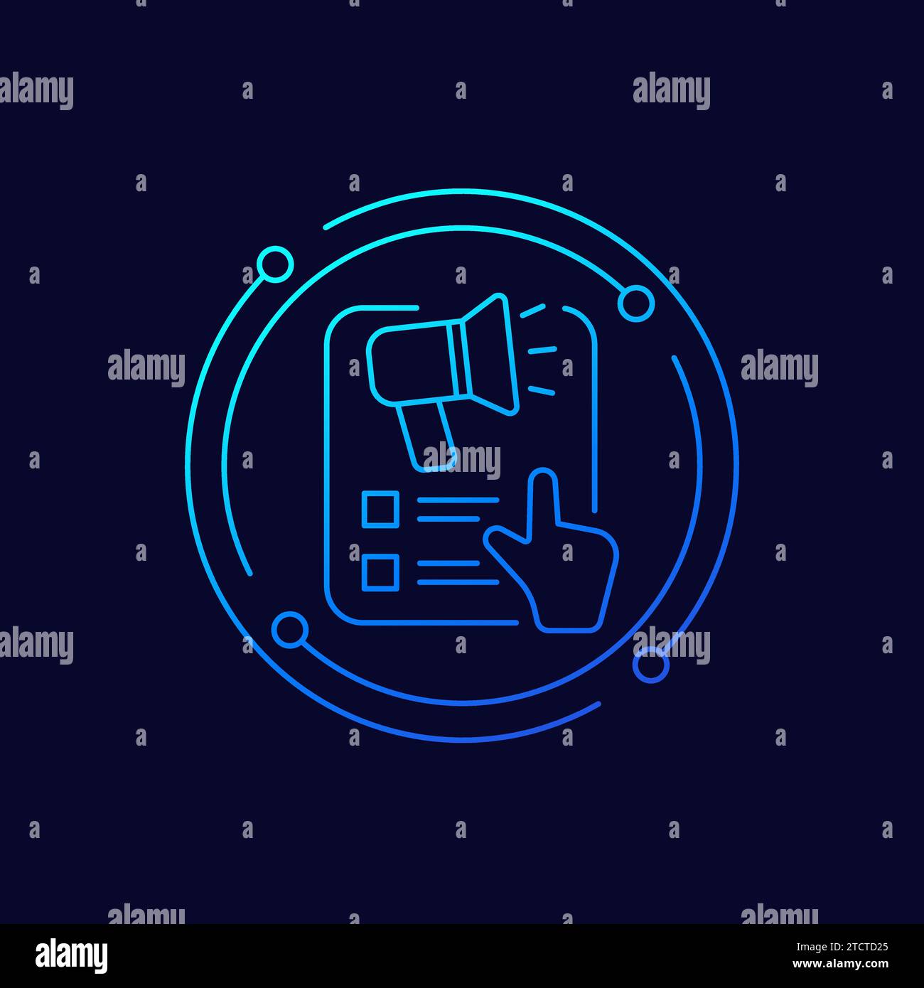 Digital marketing icon, linear design Stock Vector