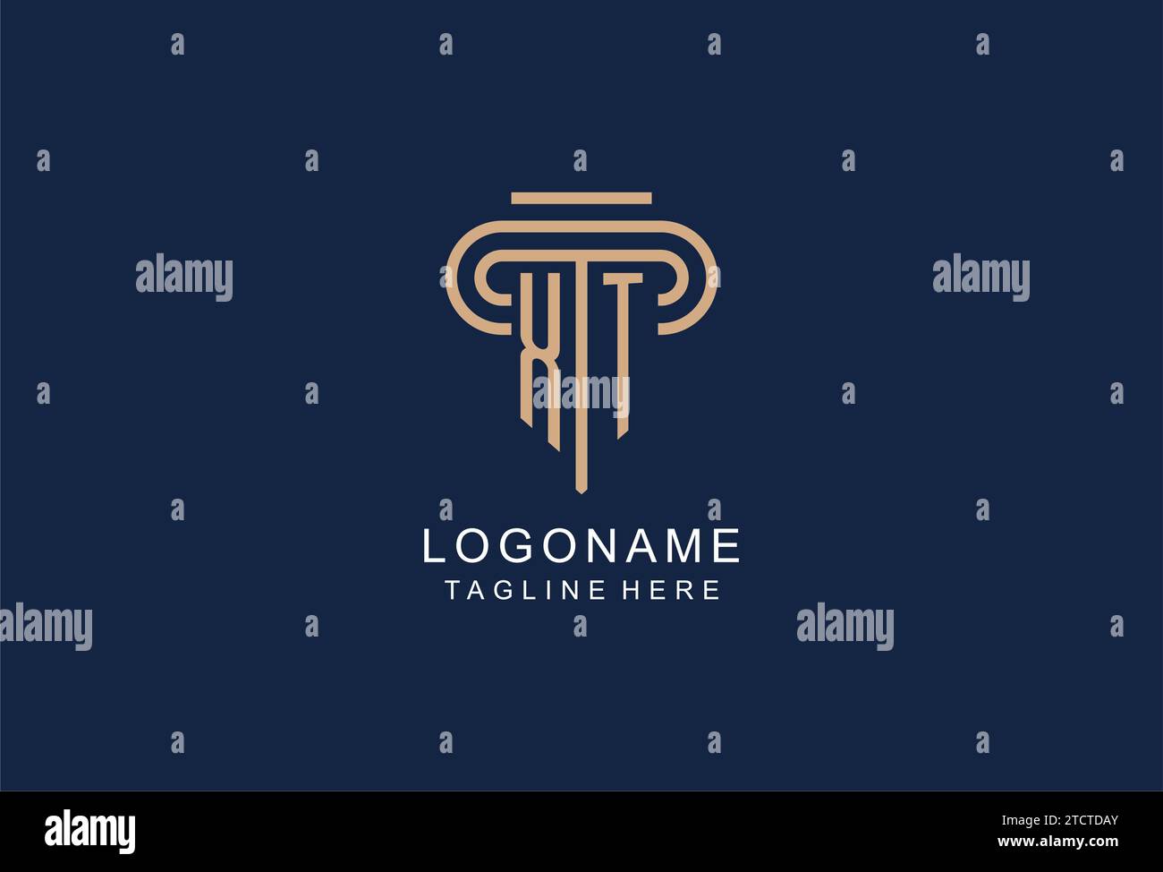XT initial pillar logo, elegant and luxury law firm logo design ideas Stock Vector