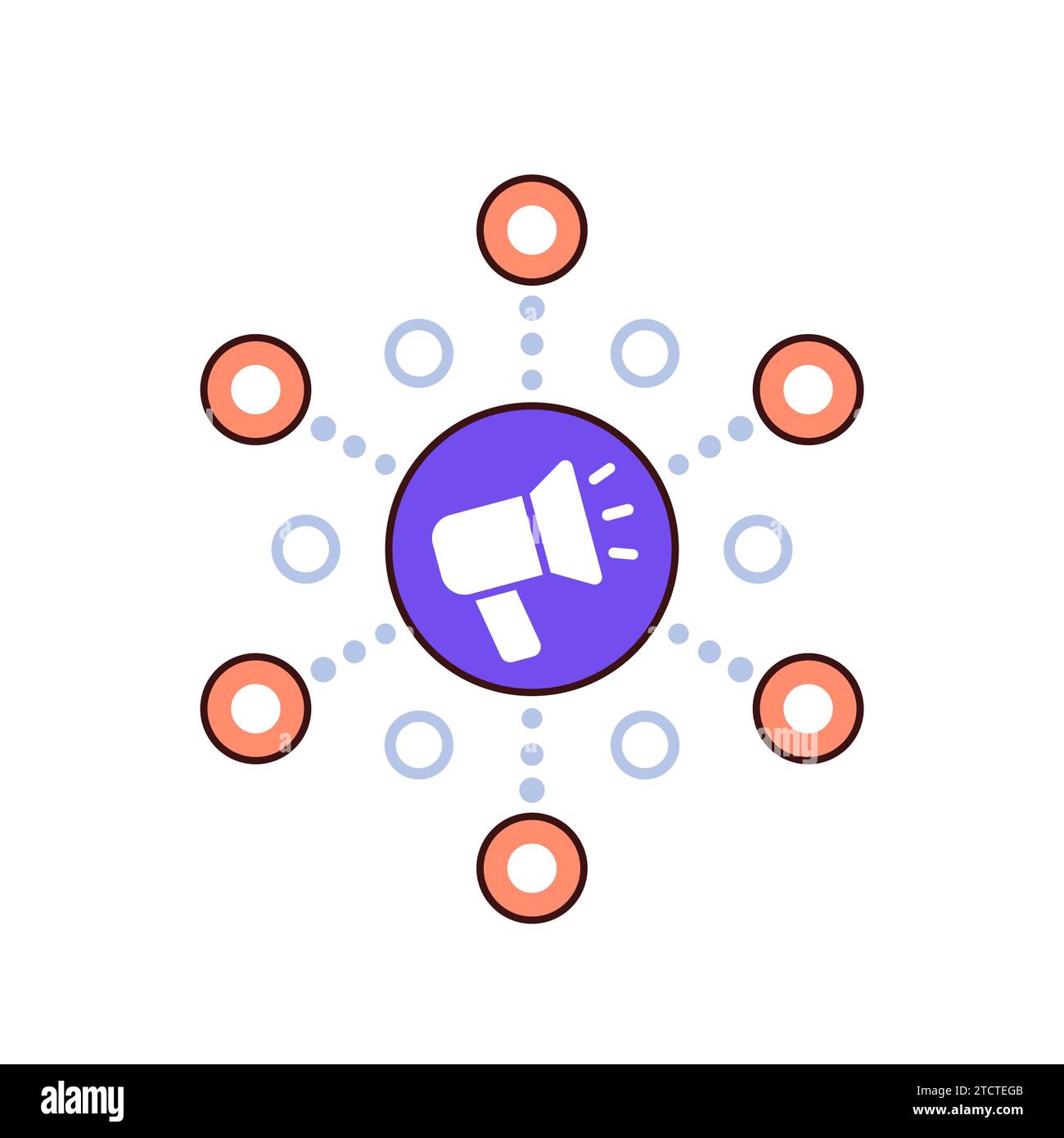 Multichannel marketing icon, flat design Stock Vector