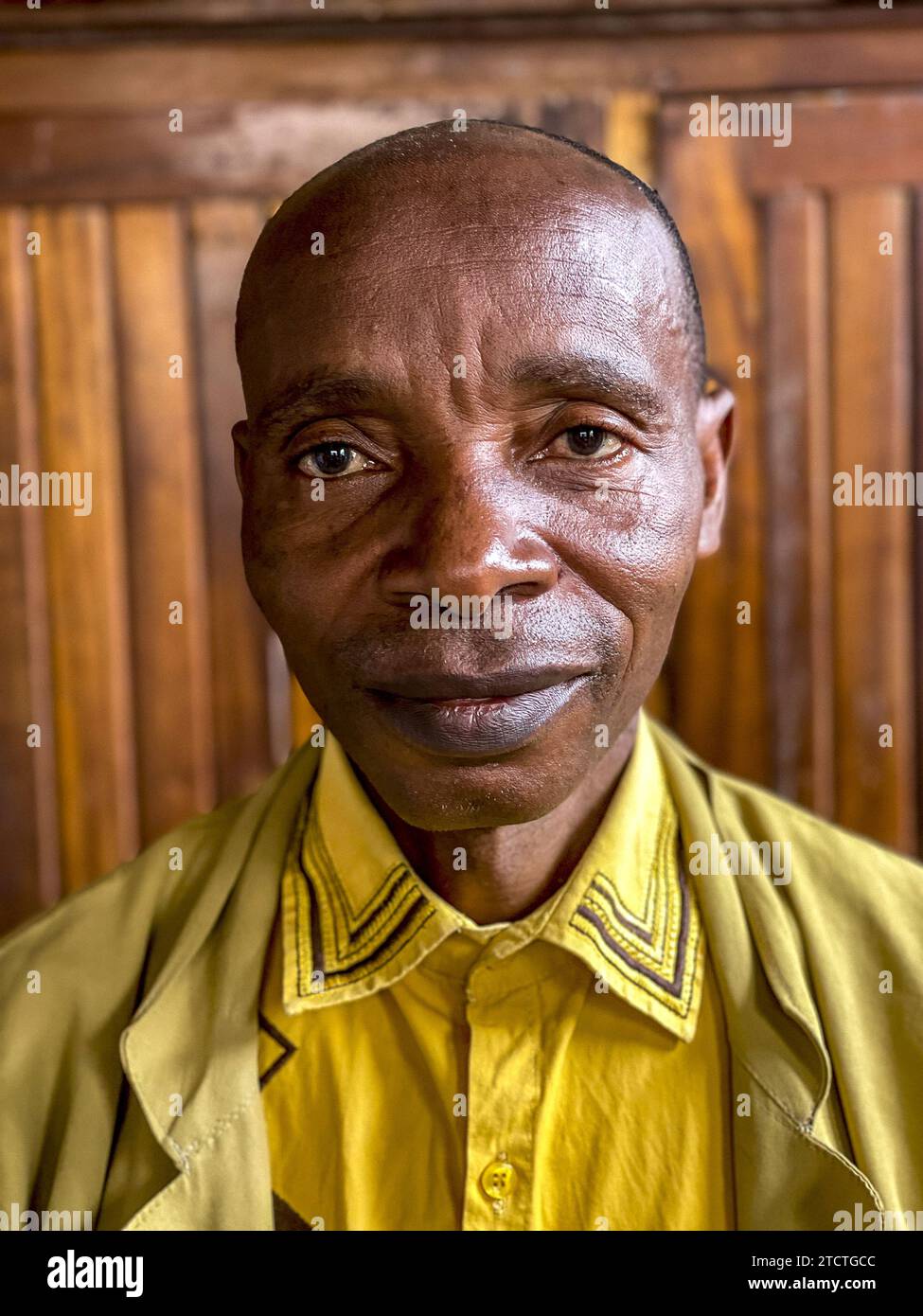 Portrait of a Congolese school master in Bukavu, DRC Stock Photo